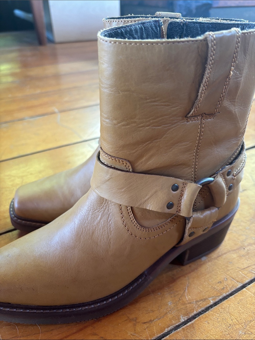 Tan Leather Mid-Calf Harness Boots - Picture 3 of 5